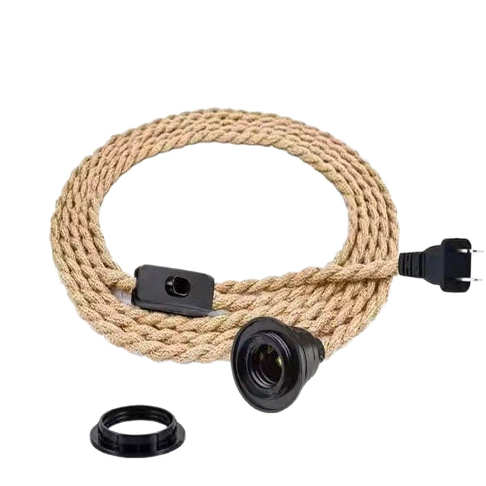 Transfronterizo Amazon retro cable de cable de hemp cable de conmutación en serie E27 E26 enchufe de interruptor de lámpara