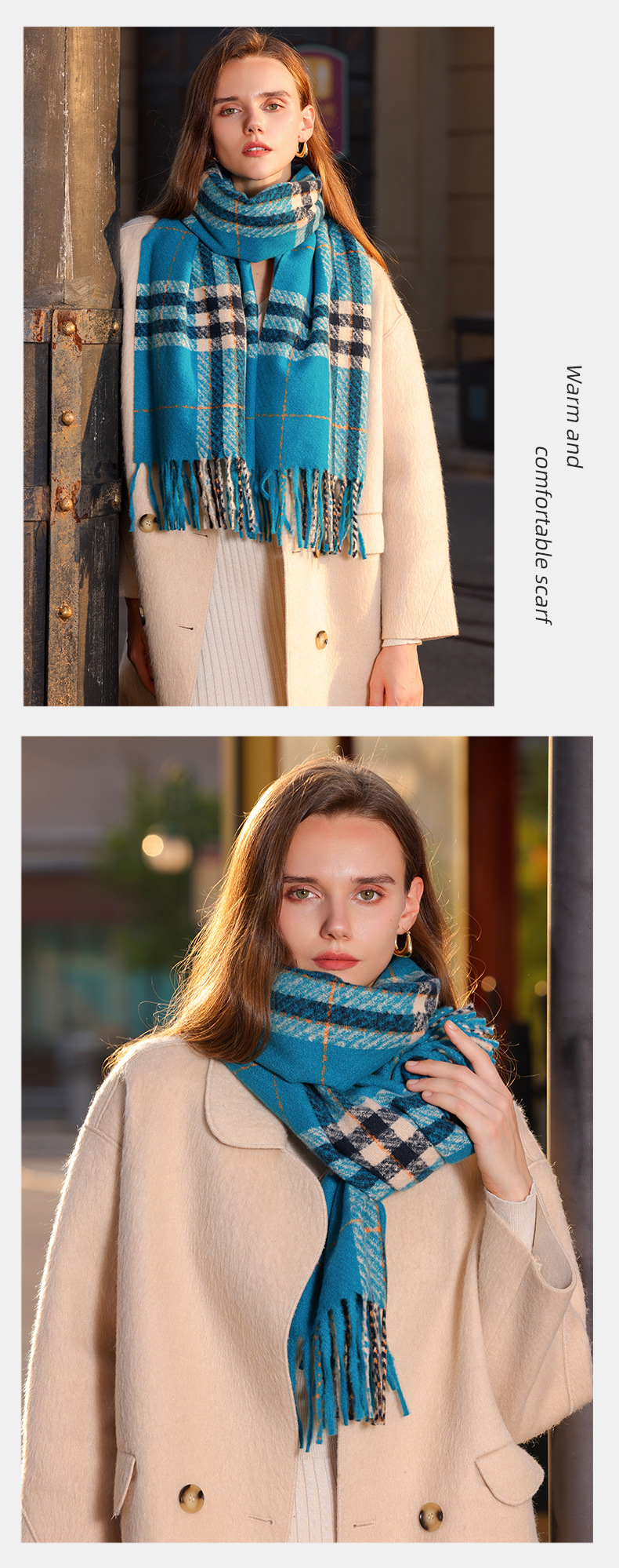Écharpe pour femme 2024 Nouvelle écharpe tricotée chaude haut de gamme polyvalente double face automne/hiver pour étudiantes_voghion.com