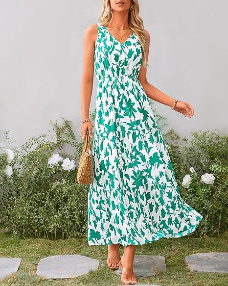 269g Weight Maxi Long Dress Dress Length Type Sleeveless Sleeve Length Swing Dress Dresses Type Sleeveless Sleeve Type Polyester Fabric Type Mid Waist Waist Line Holiday, Daily, Selfie Occasion V Neck Neckline Regular Fit Fit Type Flower Pattern Summer Season Women's Gender Printing Design Casual, Elegant, Simple Style Style Wholesale Women's Casual Elegant Simple Style Printing Flower Holiday Daily Selfie V Neck Sleeveless Swing Dress 37