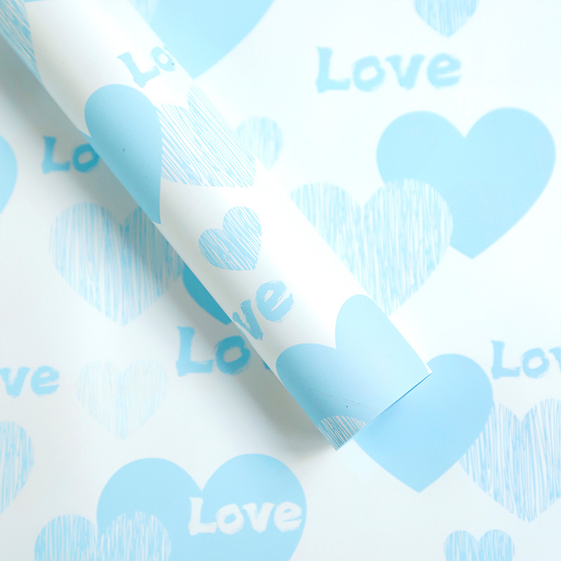 Flor Xi plumage papel amor en el corazón flor embalaje impermeable engrosado papel de flor DiDi florista material de arte floral