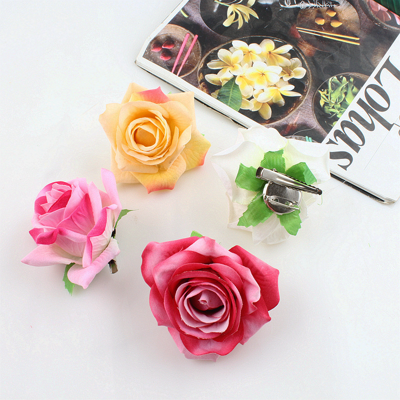 8cm绒布卷边玫瑰发夹7