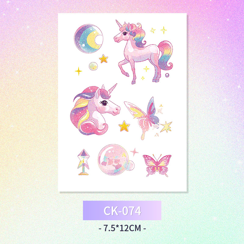 Glitter mariposa cara pegatinas tatuaje pegatinas hadas lavable impermeable de larga duración lindo unicornio ciervo Luna Estrella Planeta