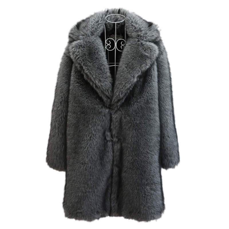 限定セールWinter Love Faux Fur Long Coat M Men Imitation Fox Fur Long Coat Trendy Plus Size Winter Thick Warm