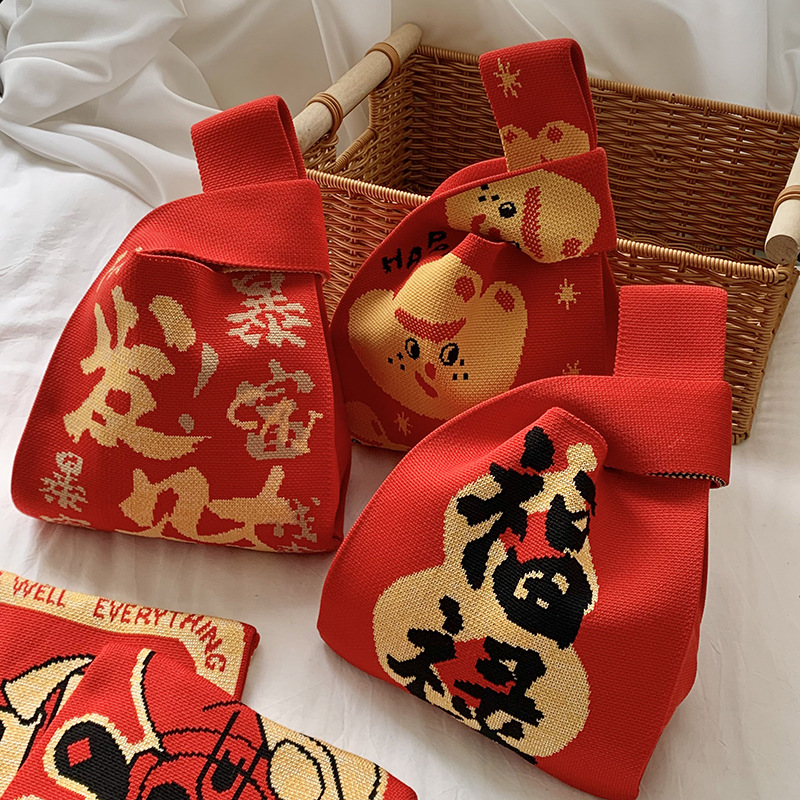 Bolso femenino nuevo año de la serpiente regalo de año nuevo lindo recuerdo bolso de caramelo bolso de punto bolso de mano para caminar diario