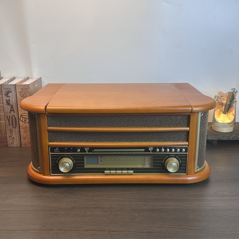 レトロ多機能ビニールレコードプレーヤー木製 CD プレーヤー Bluetooth レトロ FM ラジオオールインワンテーププレーヤー装飾品|undefined