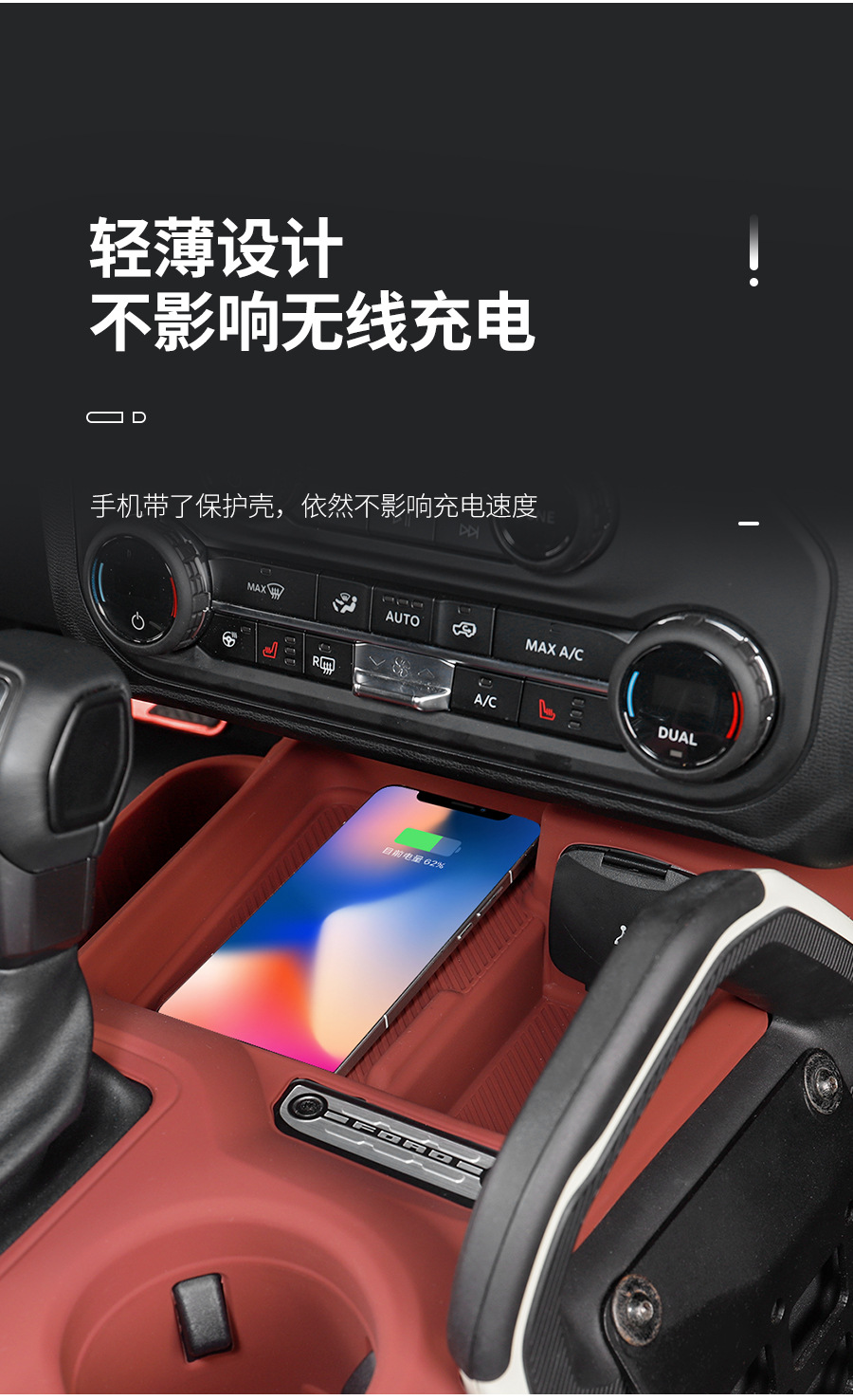 Suitable for Ford Lima Integrated Central Control Gearbox Silicone Protective Pad Wireless Charging Dustproof Water Cup Anti-Slip Modification Parts