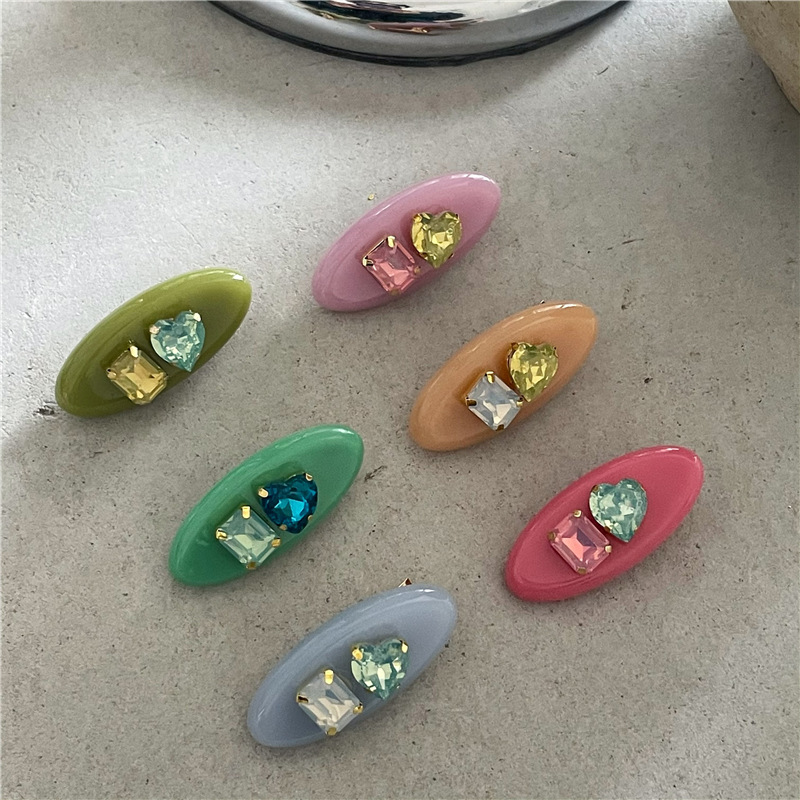 Rhinestone Material Solid Color Pattern Simple Style Solid Color Rhinestone Hair Clip