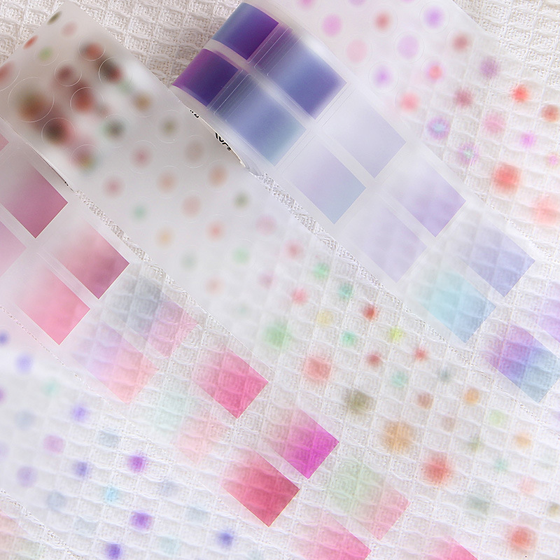 Flujo de color superficie de niebla PVC cinta adhesiva DIY diario de mano paisajismo pegatinas de color gradiente arco iris pegatinas decorativas