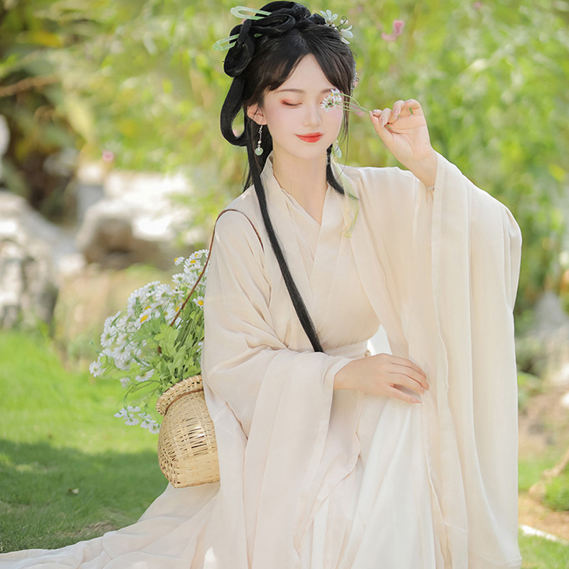 Wei Jin Style Wide-sleeved Hanfu Women's Super Fairy Style Elegant Chinese Style Wide-sleeved Fairy Dress Ancient Costume Collar Gods Girl