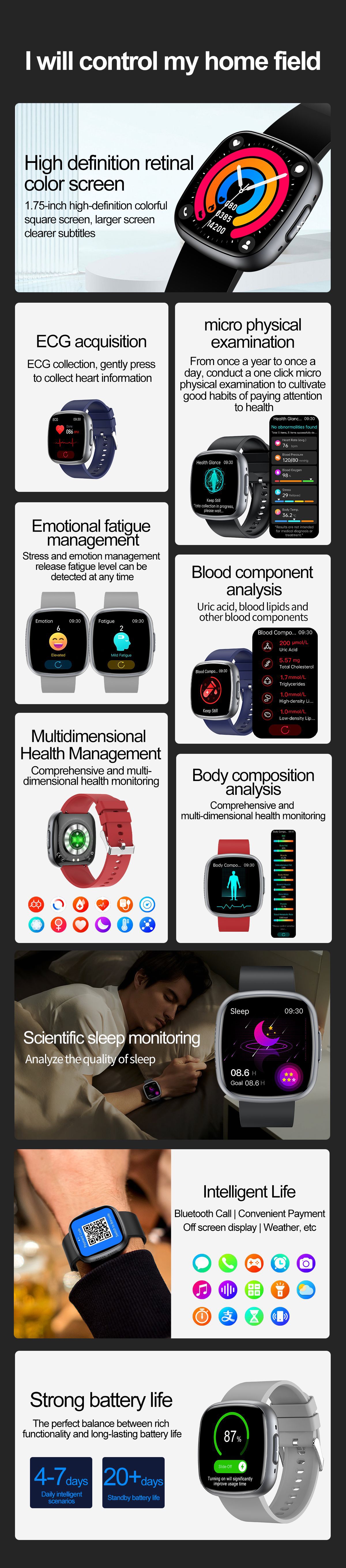 Smartwatch With Ecg Bluetooth Calling Heart Rate & Body Temp_voghion.com