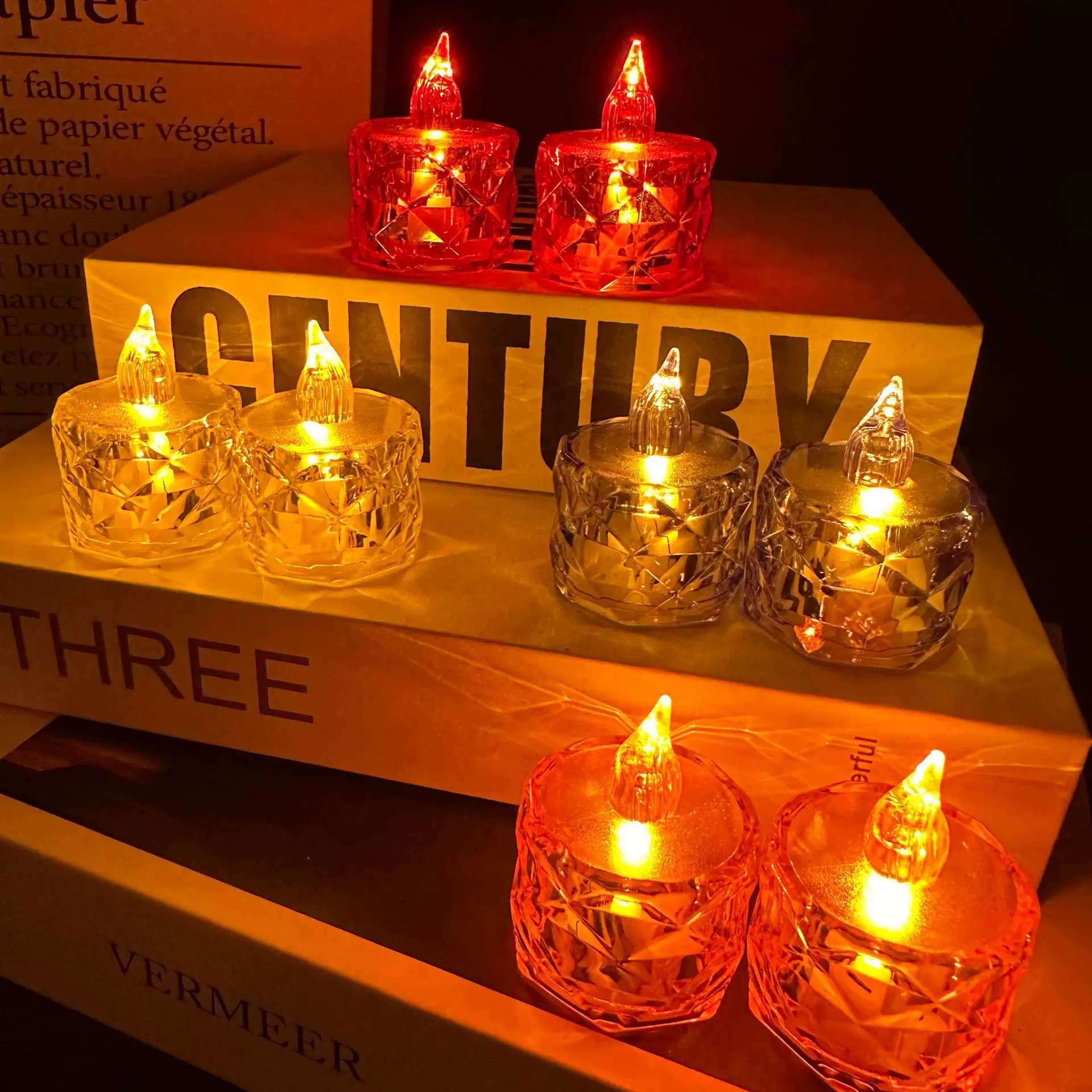 电子蜡烛LED茶蜡婚庆生日表白水晶蜡烛灯透明菱形电子蜡烛灯candl