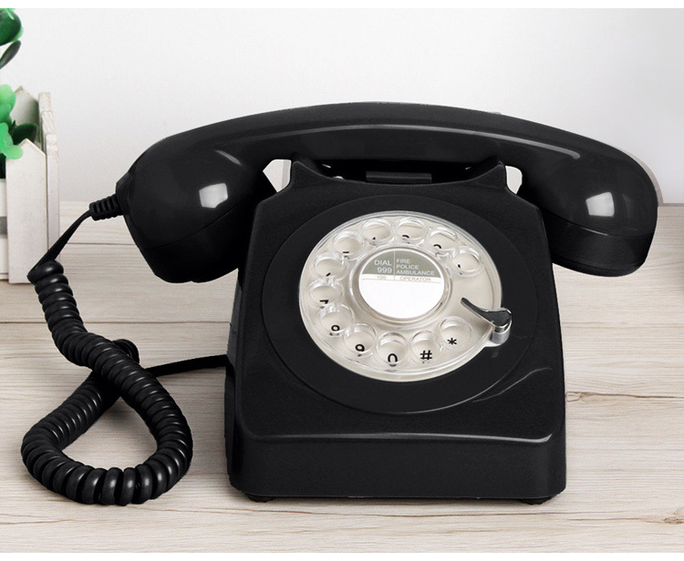 Fabricante de teléfonos antiguos de estilo clásico con dial giratorio, teléfono fijo retro con timbre metálico, teléfono fijo transfronterizo.
