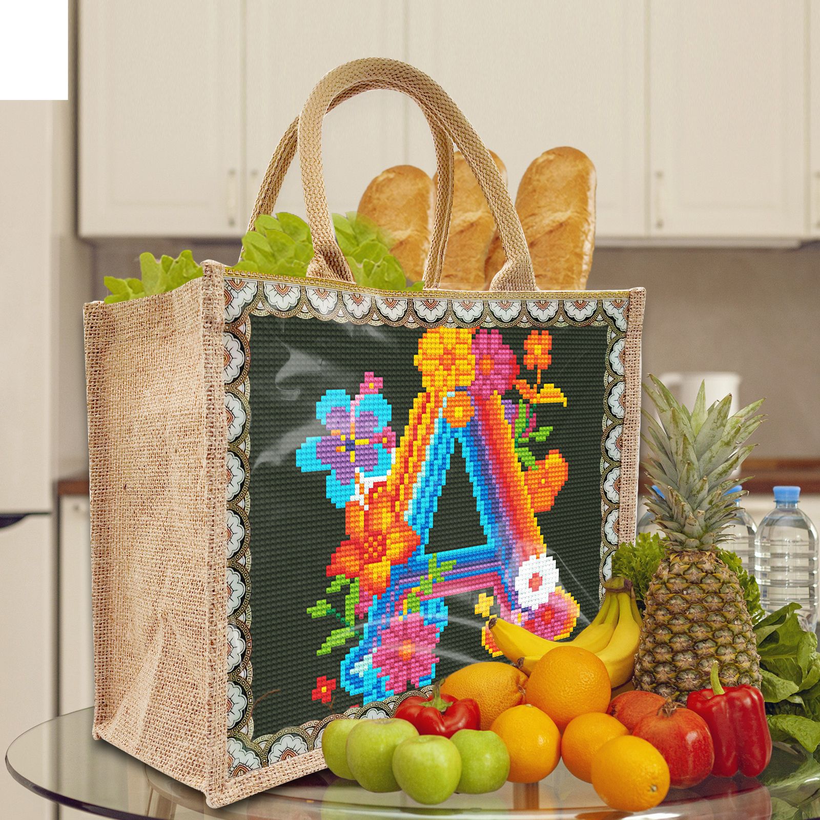 Periférico de pintura de diamantes DIY bolso de arpillera de pintura de diamantes hecho a mano conveniente bolso de mano ecológico de dibujos animados reemplazo placa inferior al por mayor