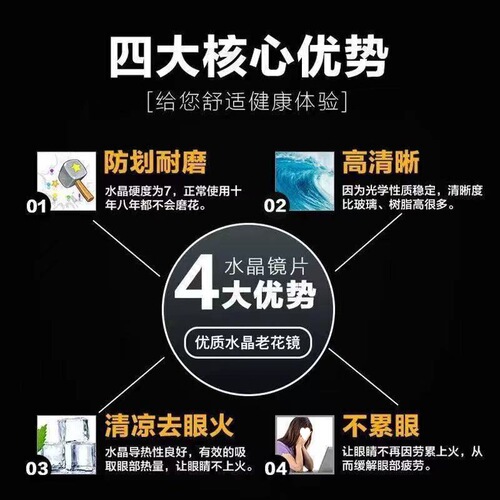 Full-frame crystal reading glasses with intelligent automatic adjustment of power, zoom, distance and near high-definition anti-blue light glasses for the elderly