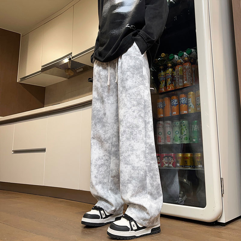 秋季爆款港风印染面料高级质感休闲阔腿显瘦百搭休闲裤K6121 P42