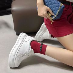 鞋子女爆款2025秋季新款板鞋真皮厚底小白鞋增高运动休闲韩版女鞋