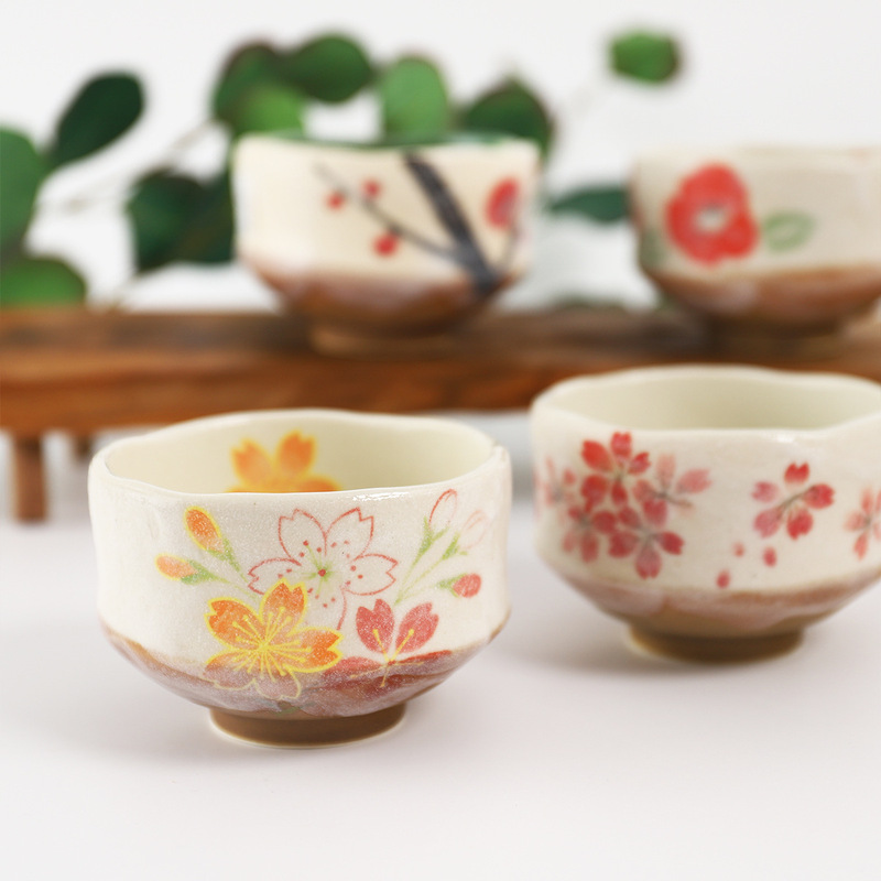 Japanese Imported Mino Ware Frosted Rustic Pottery Matcha Bowl Japanese Underglaze Color Steamed Egg Bowl Dessert Cup Bowl Gift