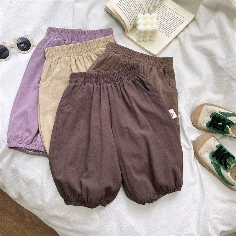 Мальчики хлопковые и льняные шорты летняя новая девушка тонкий хлопок