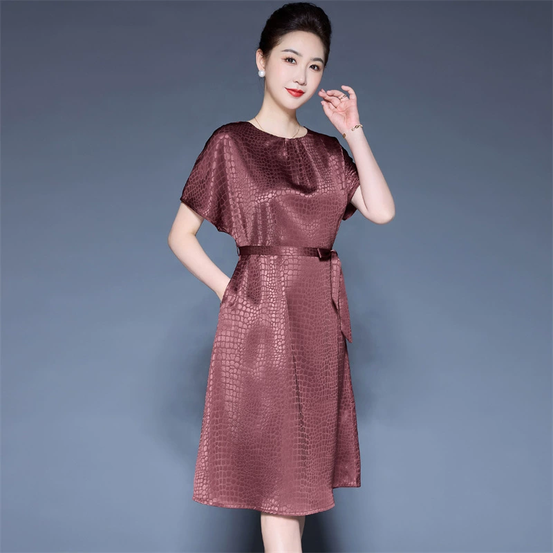 Женщины средних лет летняя шелковая юбка темперамент элегантная мама одежда средней и длинной шнуровки тонкая ароматная юбка