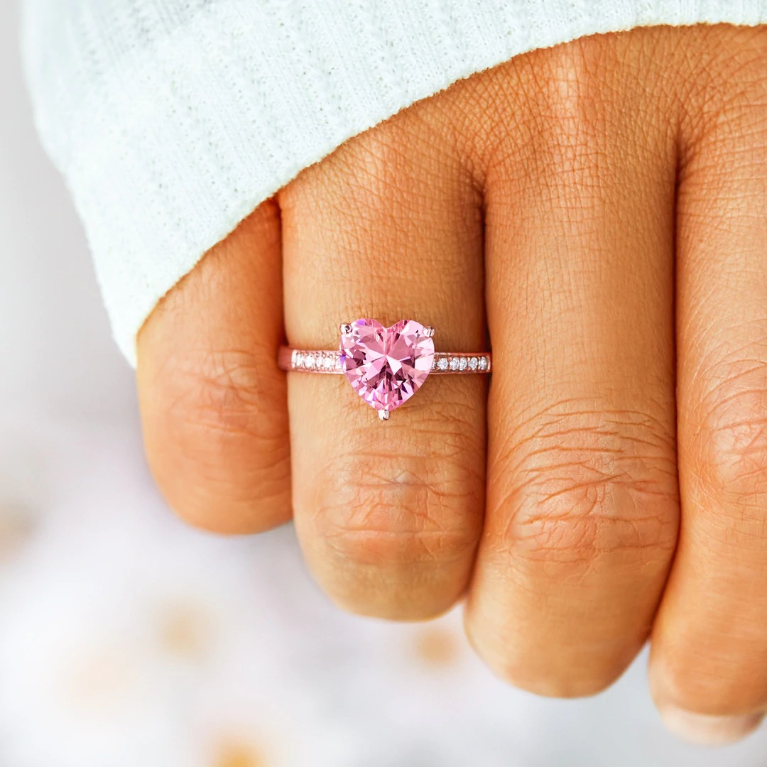 Holiday, Daily Occasion 925 Sterling Silver Zircon Heart Shape Rings