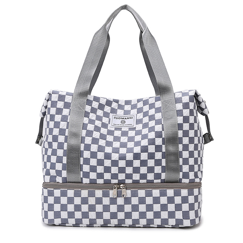 Bolsa de viaje portátil plegable con barra de tracción para mujer, bolsa de almacenamiento de equipaje de gran capacidad para hombre, bolsa de yoga de fitness para deportes secos y húmedos