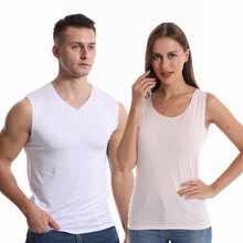 无痕冰丝背心女士男款修身运动健身跨栏打底无袖透气夏款代发批发