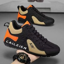 高帮帆布鞋子男鞋秋季新款透气运动鞋休闲户外平底防滑板鞋老爹鞋