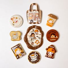 卡通印花吐司面包片串珠diy手工饰品亚克力配饰手机链钥匙链配件