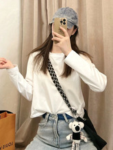 2025春秋新款内搭宽松打底衫潮ins超火纯色短款长袖T恤女