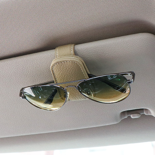 跨境多功能车载眼镜夹汽车眼镜架皮革车内遮阳板收纳盒车用墨镜夹