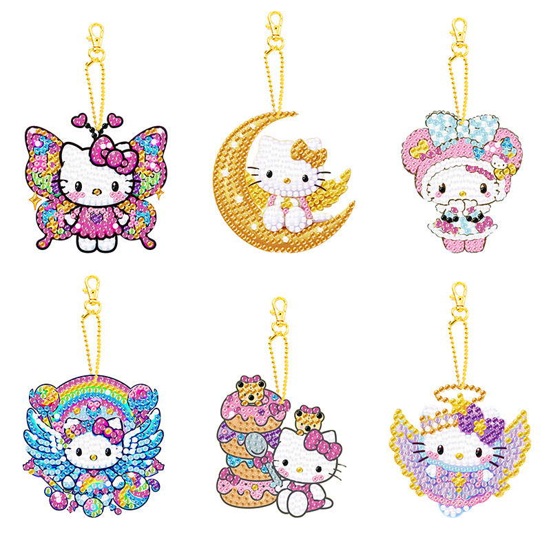 Sanrio Pendant Diamond Painting Double-Sided Keychain Girl's Bag Hanging Ornaments Children's Handmade Series Cute