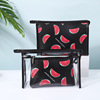 Polyurethane waterproof cosmetic bag, storage system for traveling, black set, simple and elegant design