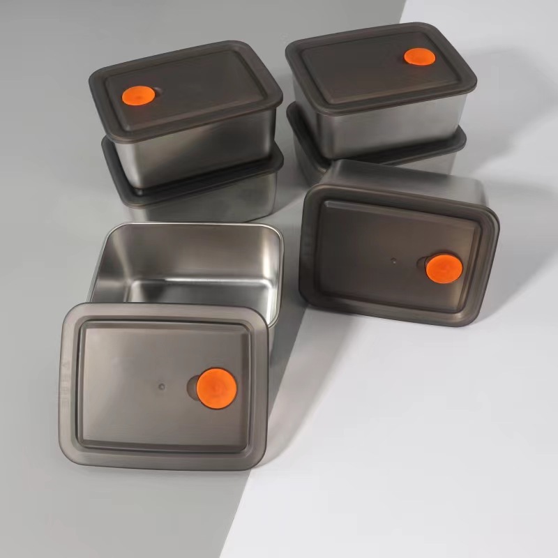 Caja de plato de acero inoxidable placa cuadrada placa multiusos cocina refrigerador crujiente vegetal olla caliente plato de lado caja de picnic