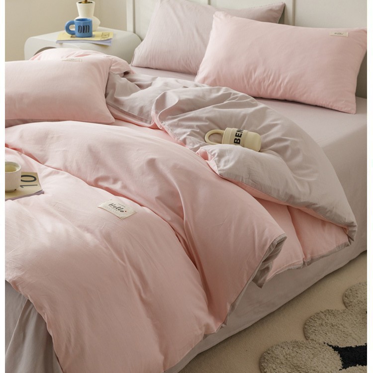 Algodón de cuatro piezas, ropa de cama de algodón lavable, ropa de cama