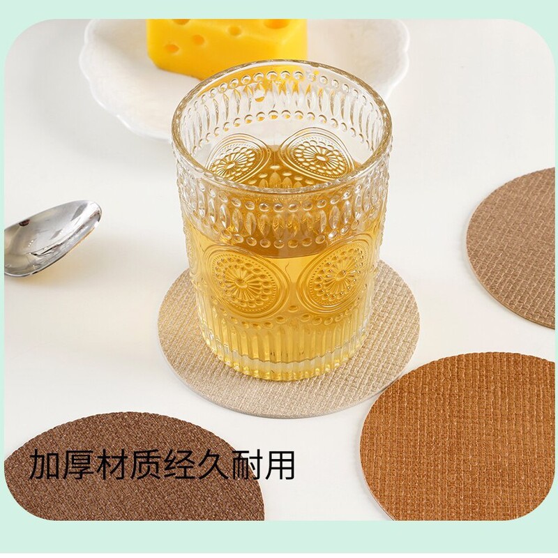茶杯垫子简约创意圆形杯垫防滑防水pu皮革咖啡杯垫双面隔热批发|undefined
