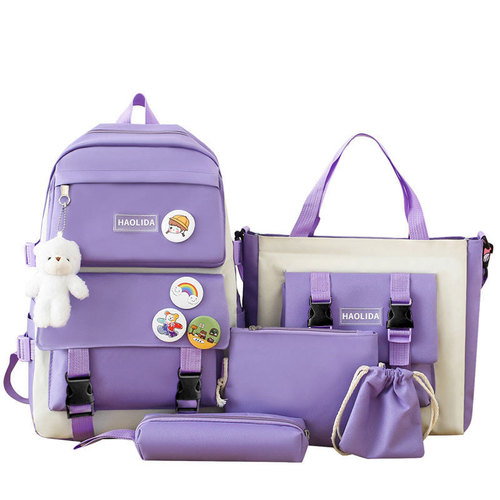 Backpack set of 5, small but spacious, casual and versatile, minimalist casual backpack for primary and middle school students
