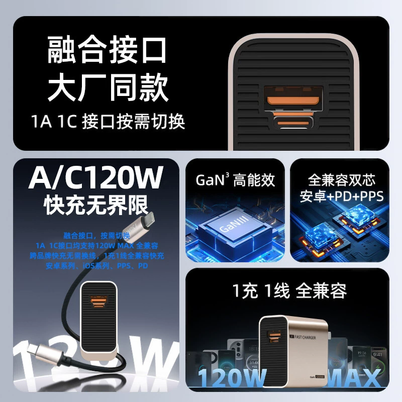 Xiaomi, совместимое зарядное устройство для мобильного телефона и ноутбука, 120W