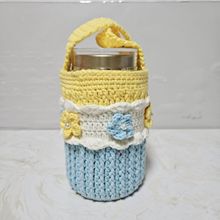 跨境专供初学者diy毛小清新五瓣花水杯套线钩织套装隔热防烫杯套