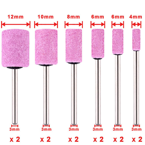 3mm handle diameter, 24 pieces of vermicelli emery grinding head with handle, rotary grinder with handle, used for metal grinding and polishing