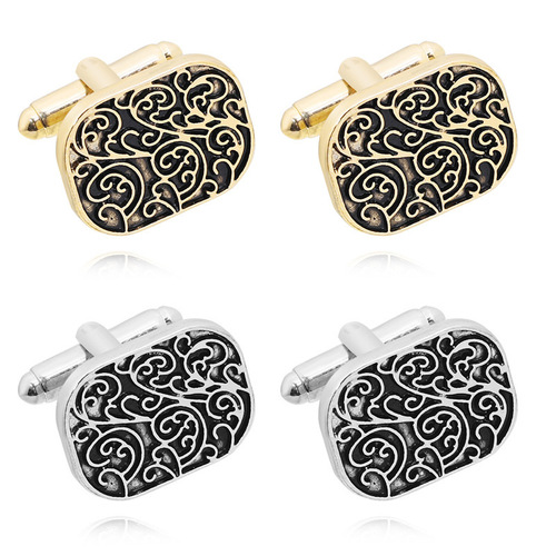 Factory direct sales cross-border Wish European and American creative versatile floral striped men's French shirt cufflinks accessories