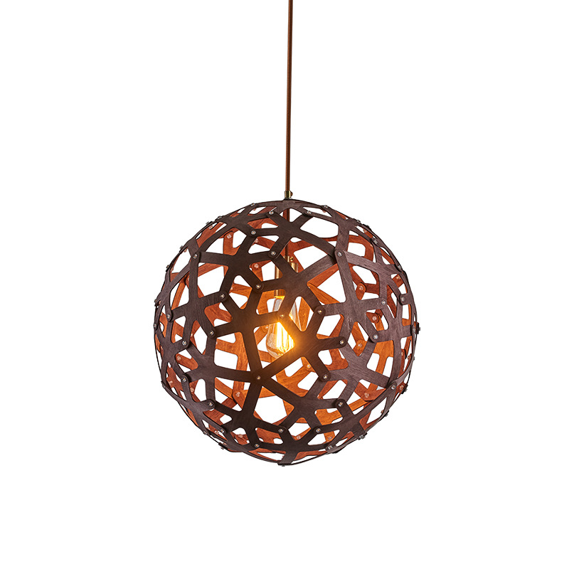 Araña de madera jaula de pájaros de estilo japonés lámpara de restaurante de madera maciza lámpara de escalera dúplex de nogal negro B & B Hotel olla caliente restaurante iluminación