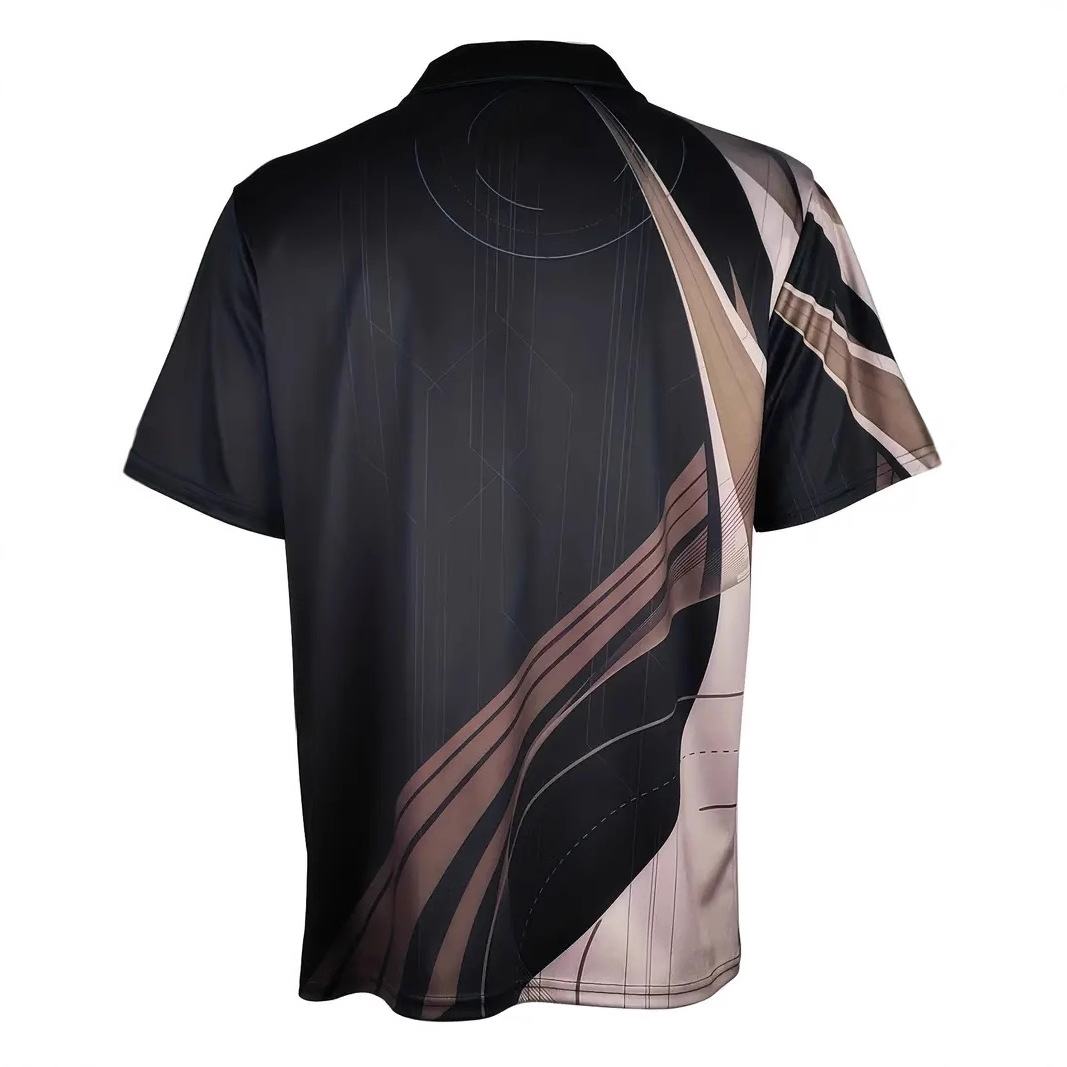 Tendencia de moda Camisa POLO con cremallera suelta y transpirable con ancho de hombro recto de la calle principal de negocios para hombres con estampado digital en 3D