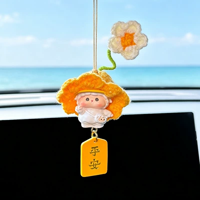 2026 New Lamb Car Pendant, Car Rearview Mirror Safety Ornament, Car Interior Decoration Hanging Decoration, Cute for Women