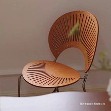 北欧贝壳太阳椅实木复古家用网红创意简约化妆休闲轻奢贝壳椅