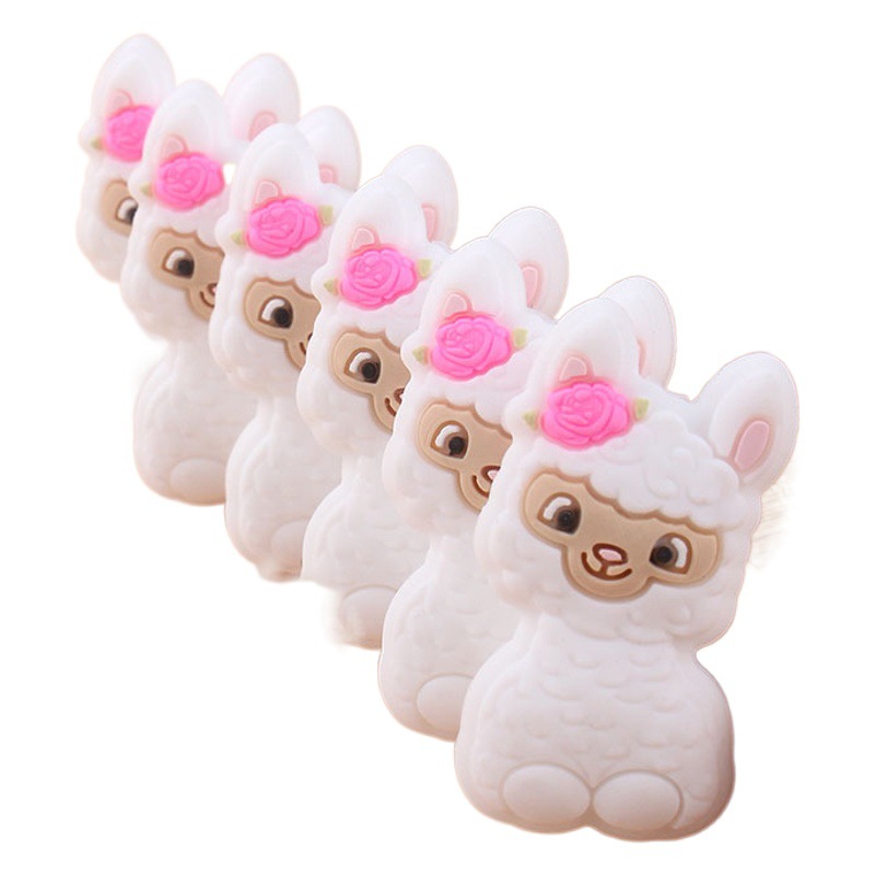 Creativo DIY bebé suministros dibujos animados animal ovejas silicona joyería bebé chupete cadena molar teether pulsera Accesorios