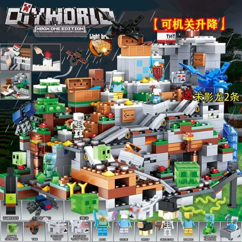2024 совместимо с Lego Minecraft строительные блоки парень заканчивает дракона битва детские сборочные игрушки