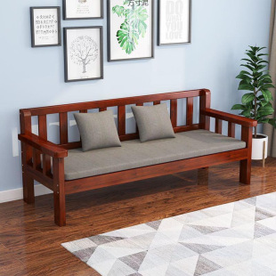Solid Wood Sofa Combination Living Room Double Three-Person Bench Rental Room Bedroom Sofa Chair Shopping Mall Rest Bench