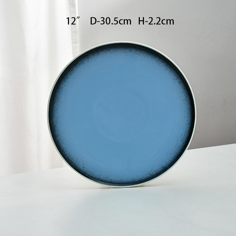 Plato de filete Plato de cerámica de mármol Plato de platos de restaurante Plato de hierba Plato de filete casero Plato de hotel Plato de comida occidental