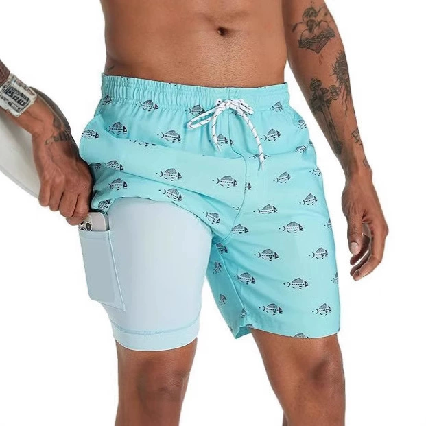 Специальная оптовая продажа Amazon, европейские и американские трансграничные 3D-цифровая печать, европейские и американские мужские двухслойные пляжные брюки, шорты 265