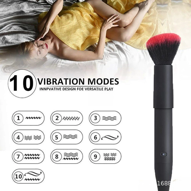 Rechargeable vibrating personal massager (makeup brush design), compact insertable, strong shock, USB
